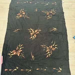 Elegant Black and Orange Floral Sarong